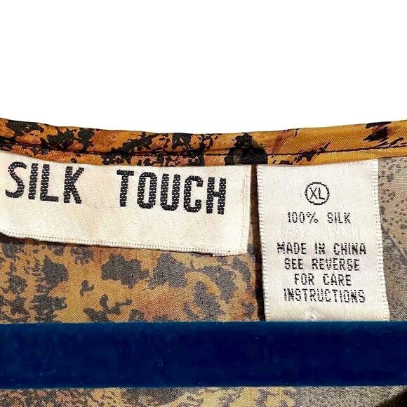 Silk Touch leopard and leaves print hand washable silk simple tunic XL - Picture 6 of 8